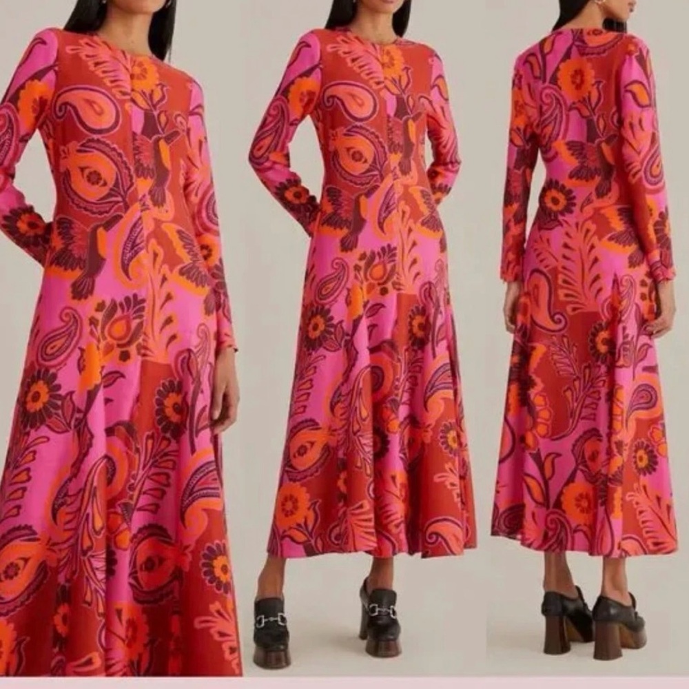 Vibrant Pink & Orange Floral Maxi Dress